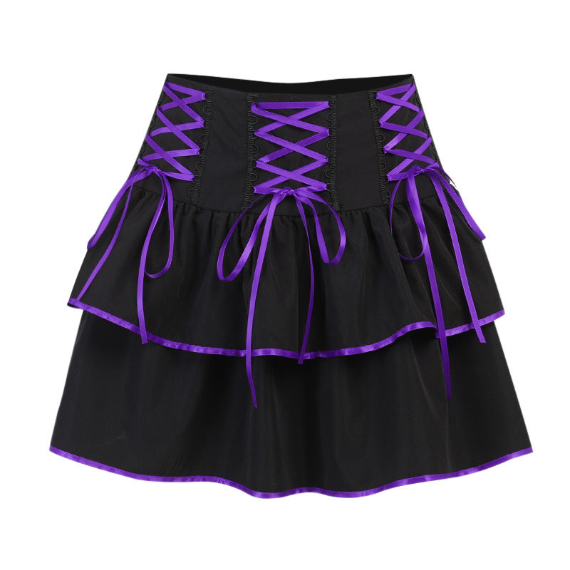 Contrasting Color Strappy Tutu Skirt High Waist Stitching Girl Contrasting Color Strappy Tutu Skirt High Waist Stitching Girl